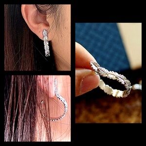 1979 Avon Silver Leaf Hoop Earrings Antique Vintage Navajo Style